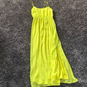 Neon Yellow Maxi Dress with Slit